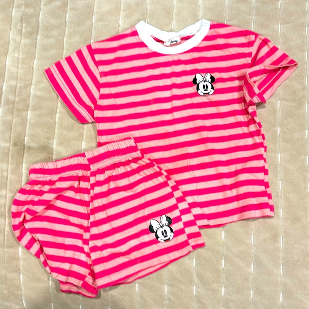 Pink striped Minnie Mouse set